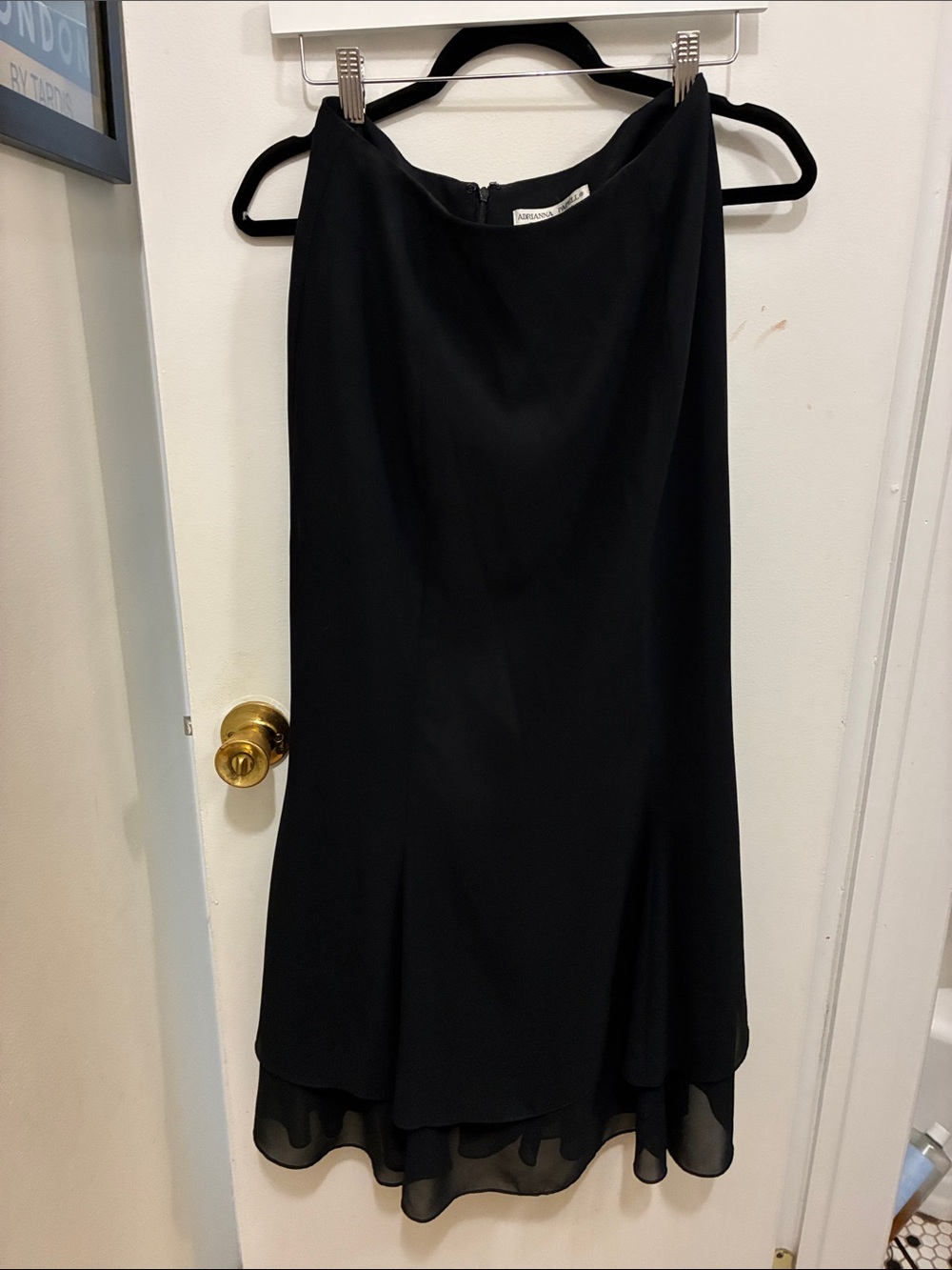 Y2K Adriana Papéll Elegant Black Formal Chiffon Skirt - Classic Cocktail Style